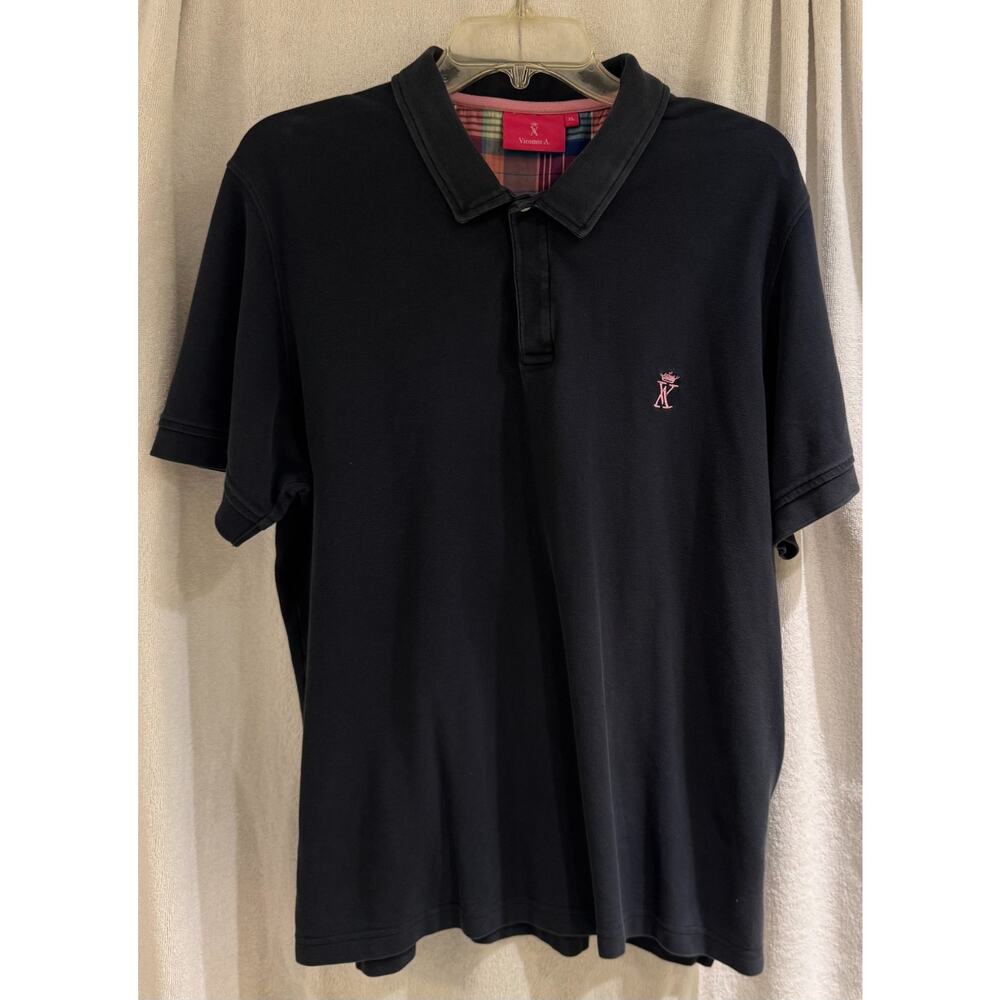 Men's Black Polo with Pink Embroidered Logo
